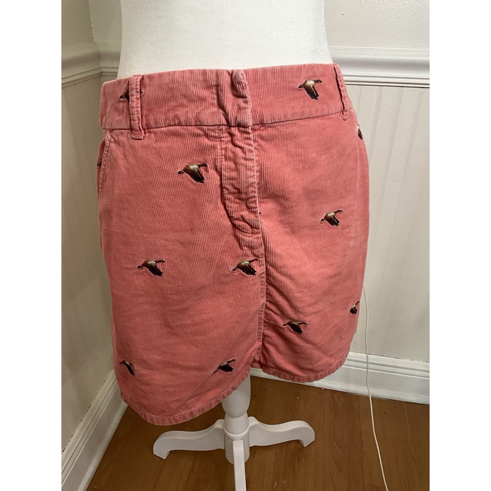 J. Crew Pink Corduroy Embroidered Bird Pencil Skirt